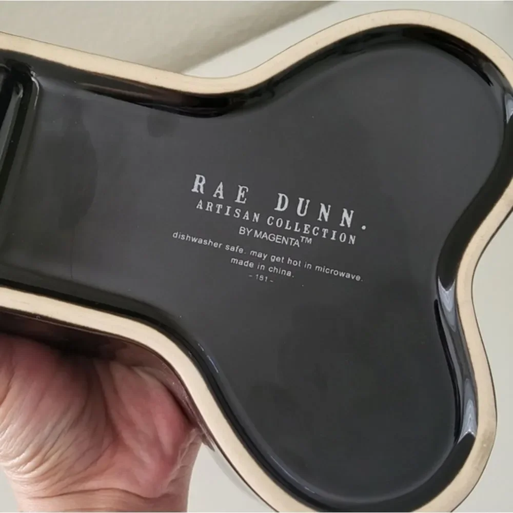 Rae Dunn Brew & Gruel‎ Ceramic Green Bone Shape Pet Bowl
